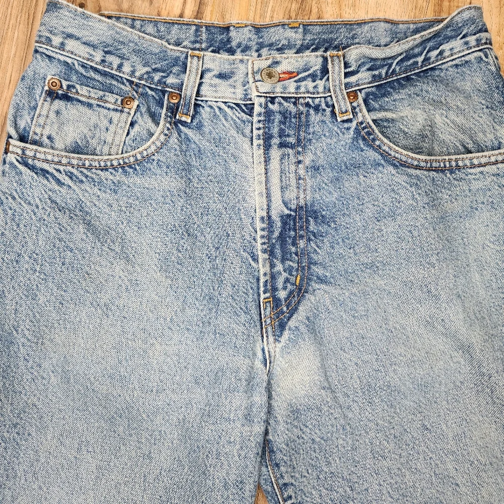 Vintage Lucky Brand Dungarees Jeans USA Made Size 32 Tight Fit Zipper Fly 90s